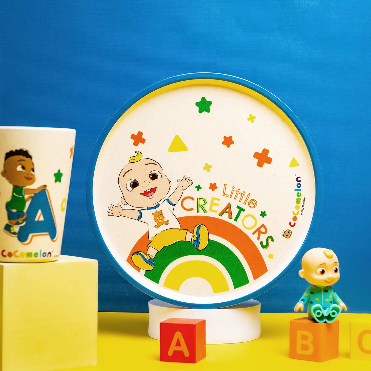 Kids Dinnerware Set 3 Pieces Melamine Bamboo Plate Bowl Tumbler J153