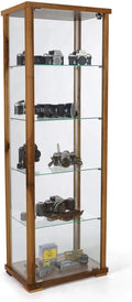 Full Glass Narrow Curio Cabinet with Locking Doors Walnut K6686