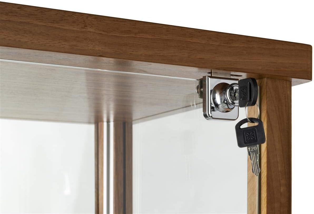 Full Glass Narrow Curio Cabinet with Locking Doors Walnut K6686