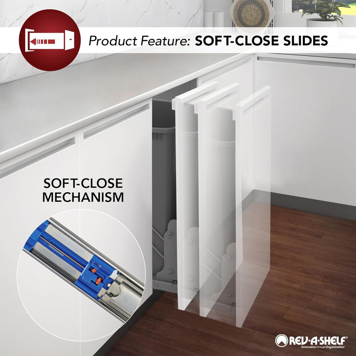 Wood Base Cabinet Knife Block Pull Out Organizer with Soft Close B318