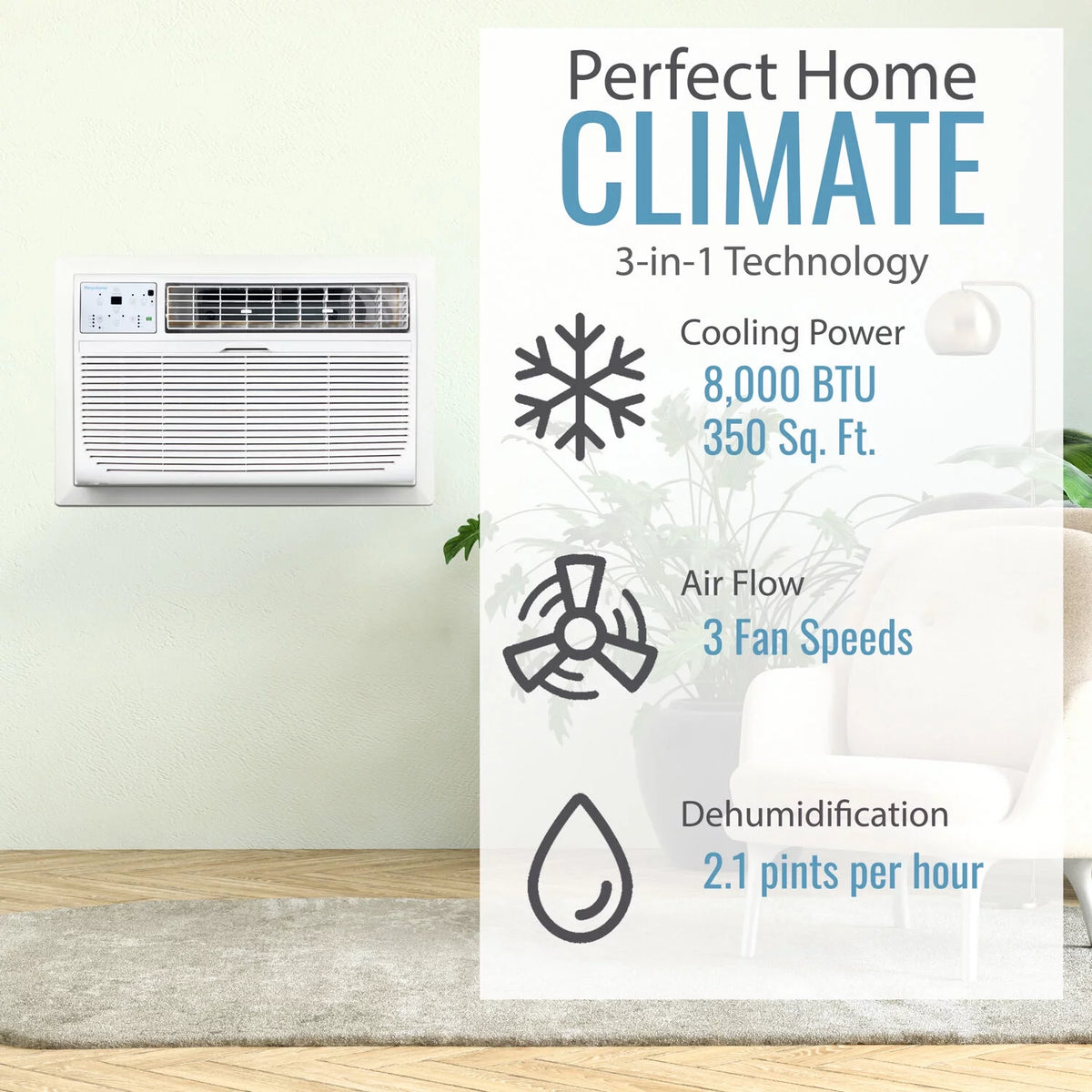 8,000 BTU White Through-the-Wall Air Conditioner X6020