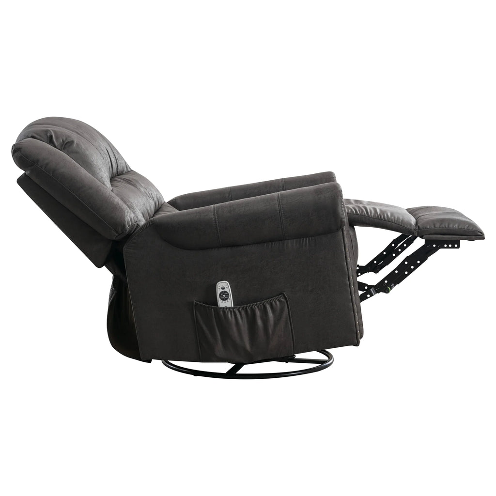 Gray PU Leather Swivel Recliner Chair with Massage and Heat Y7770