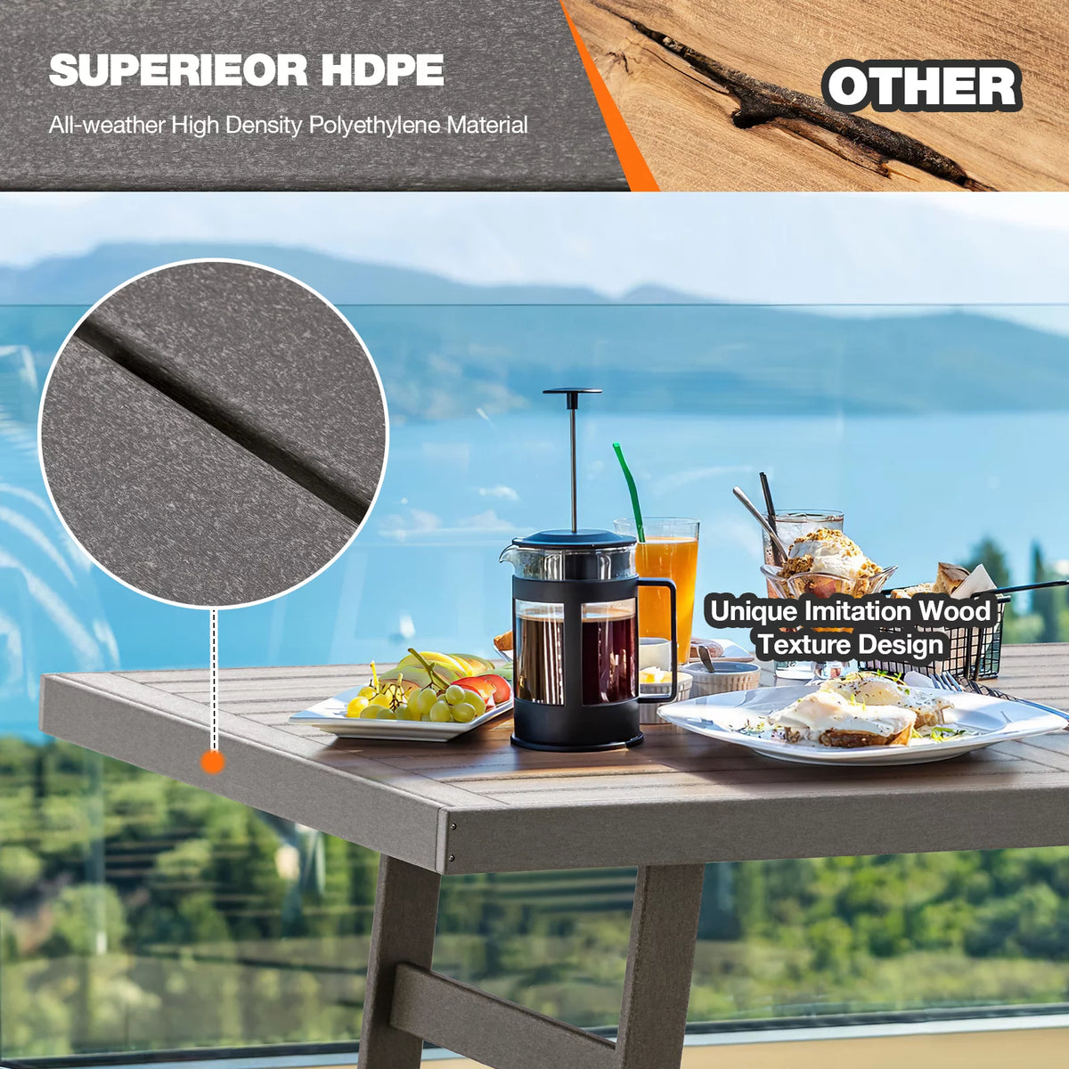 5 Piece HDPE Patio Dining Set with 4 Armchairs X8657