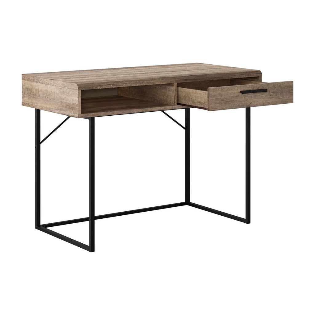 Brown Engineered Wood Grain Finish Desk with Drawer & Cubby Z1764