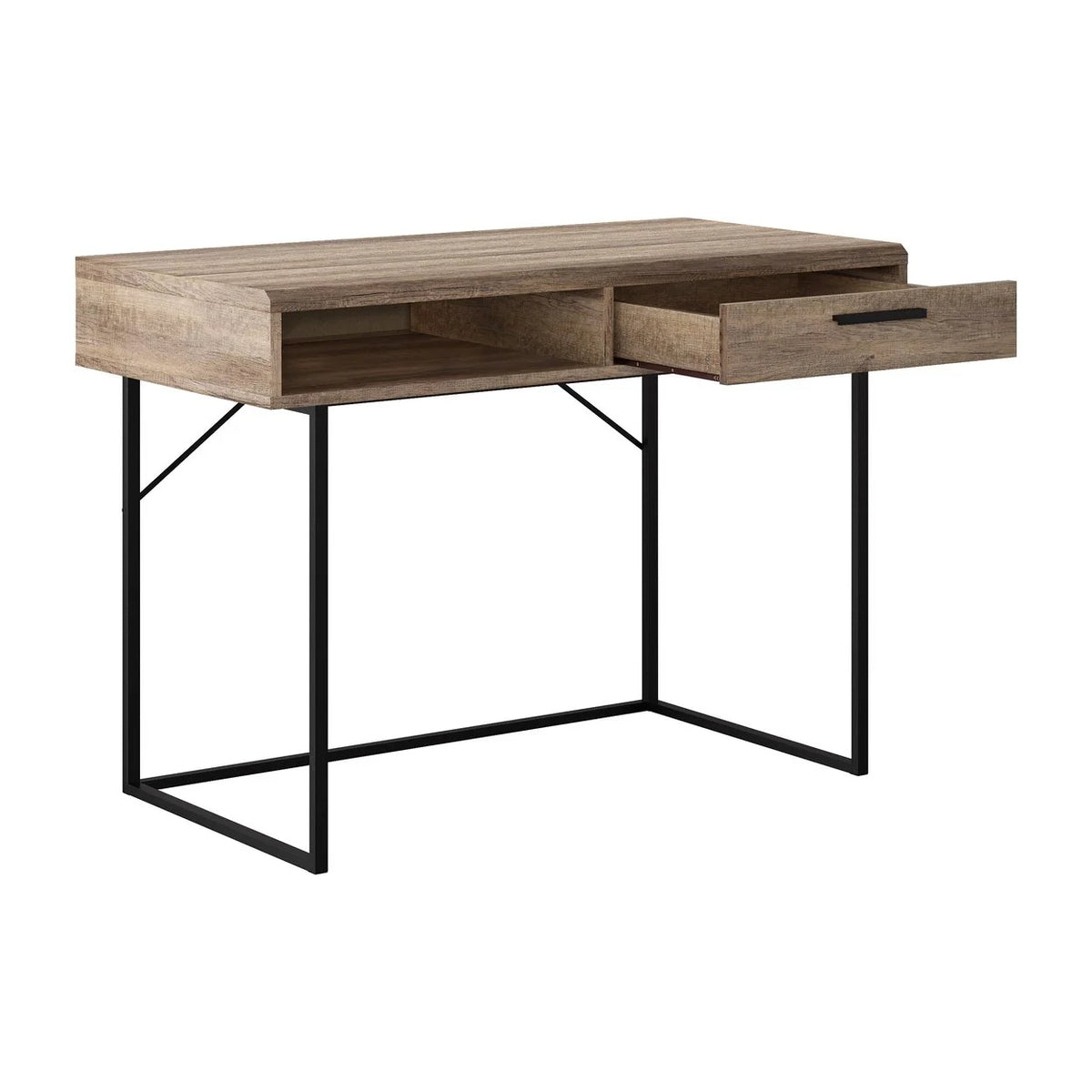 Brown Engineered Wood Grain Finish Desk with Drawer & Cubby Z1764
