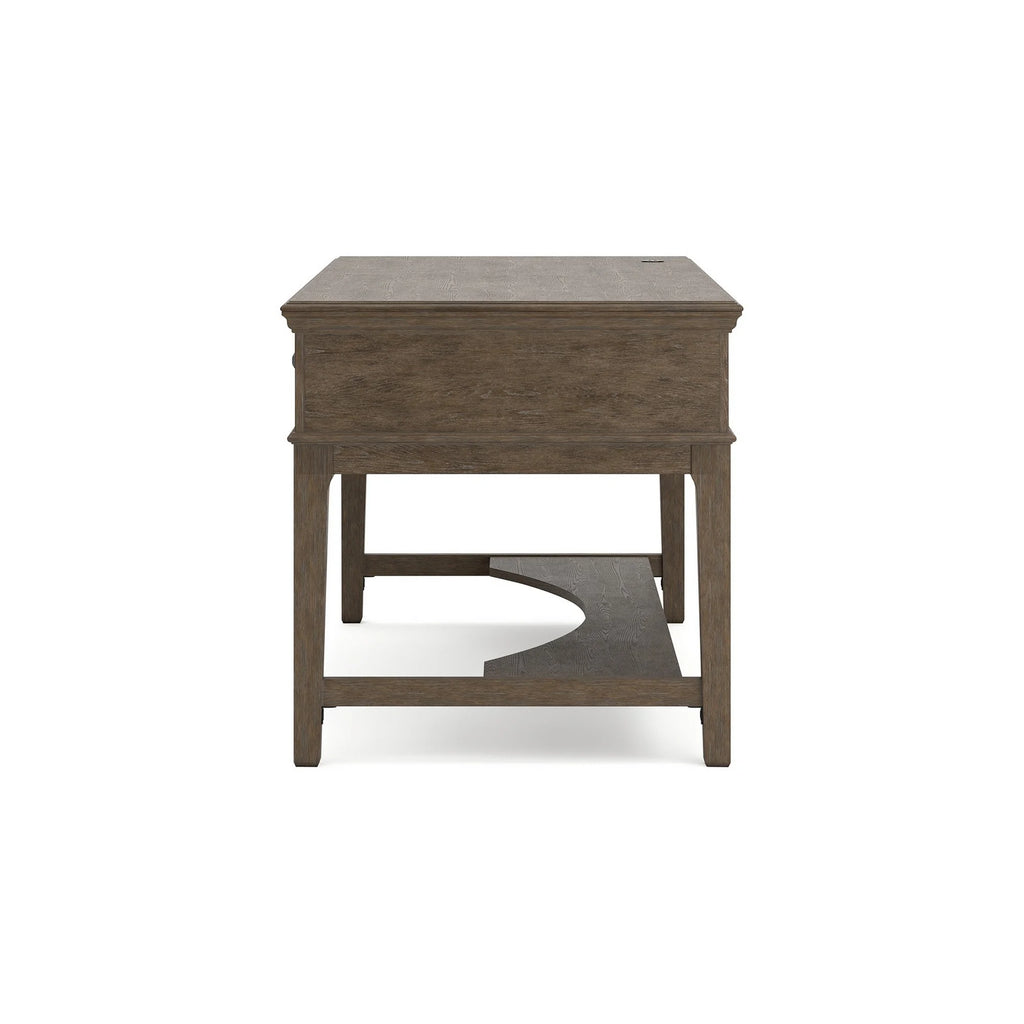 60 Inch Weathered Gray Wood Storage Desk with USB Ports B766