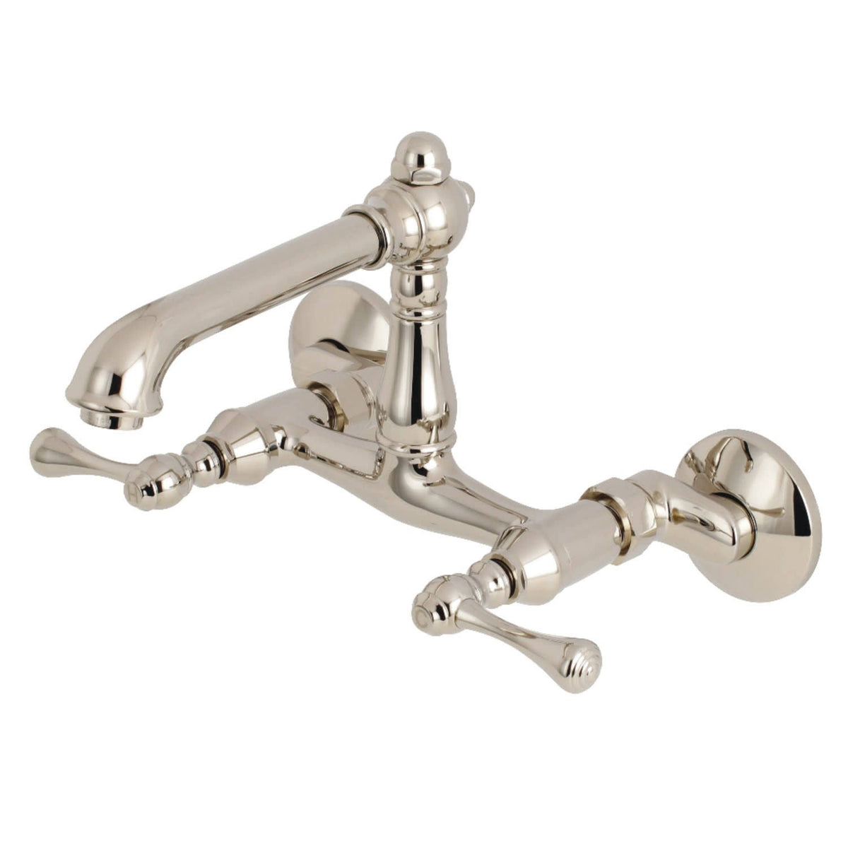 Polished Nickel Adjustable Center Wall Mount Kitchen Faucet Q941112