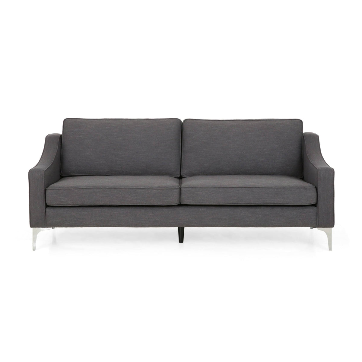 Dark Granite Silver Gray Polyester 3 Seater Sofa G847