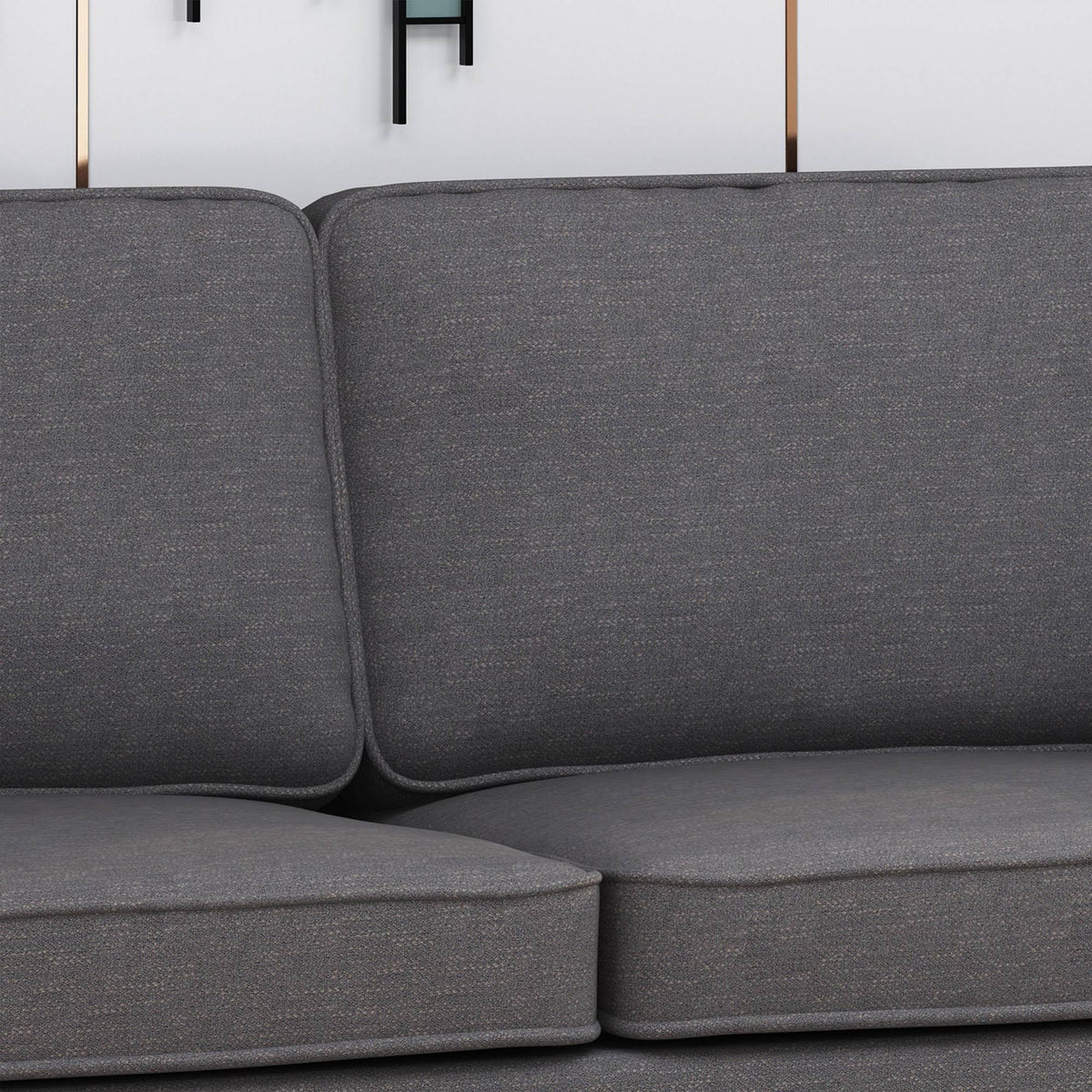 Dark Granite Silver Gray Polyester 3 Seater Sofa G847