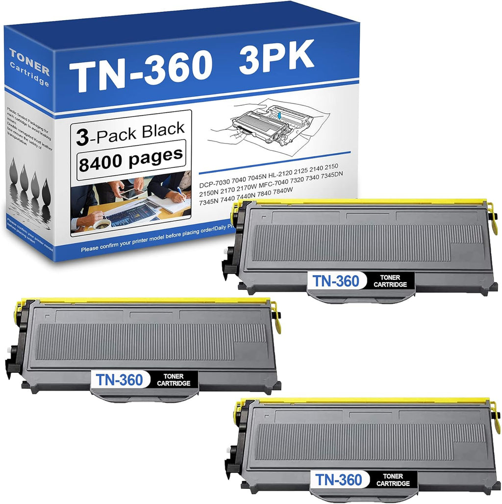 3 Pack Black High Yield Toner Cartridge for Brother Printer E6730
