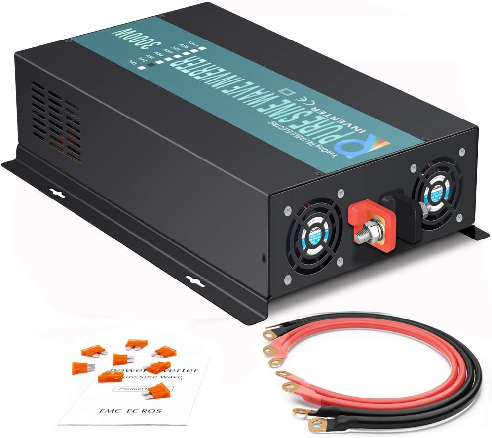 300W Pure Sine Wave Car Power Inverter 24VDC Black Pack of 2 Y425786