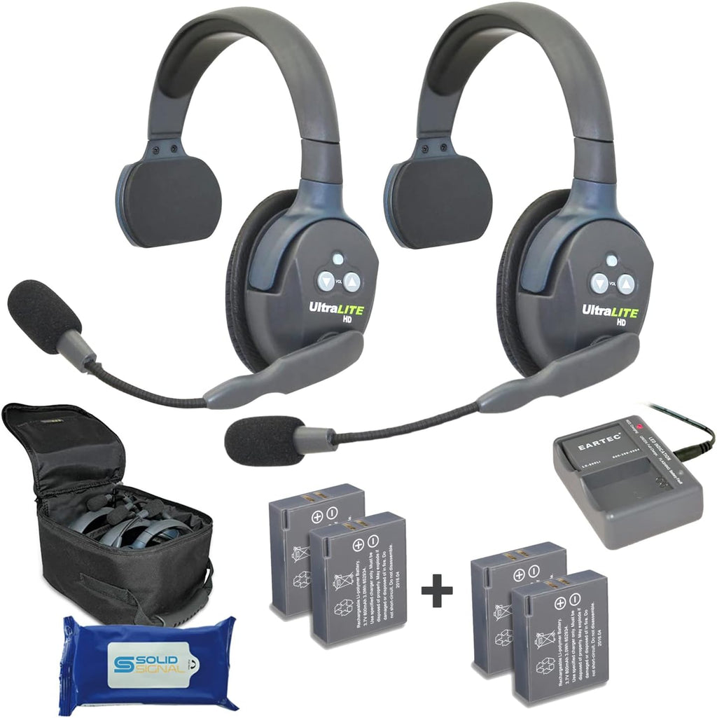2 Dual Ear Wireless Headset Communication System with 2 Additional Batteries H668