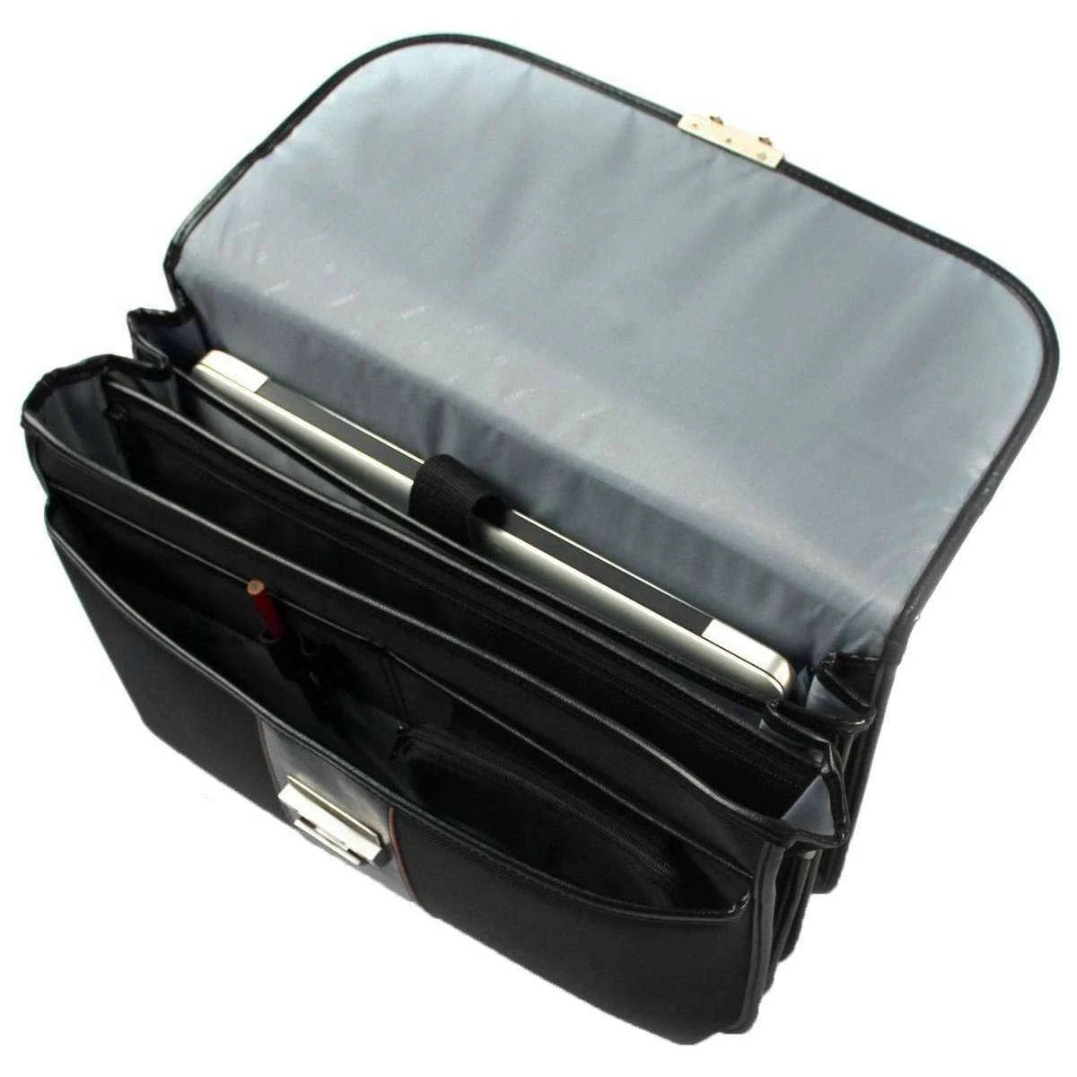 Large Flapover Briefcase - Black W255