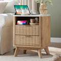 Mid-Century Modern Nightstand with Charging Station J396261