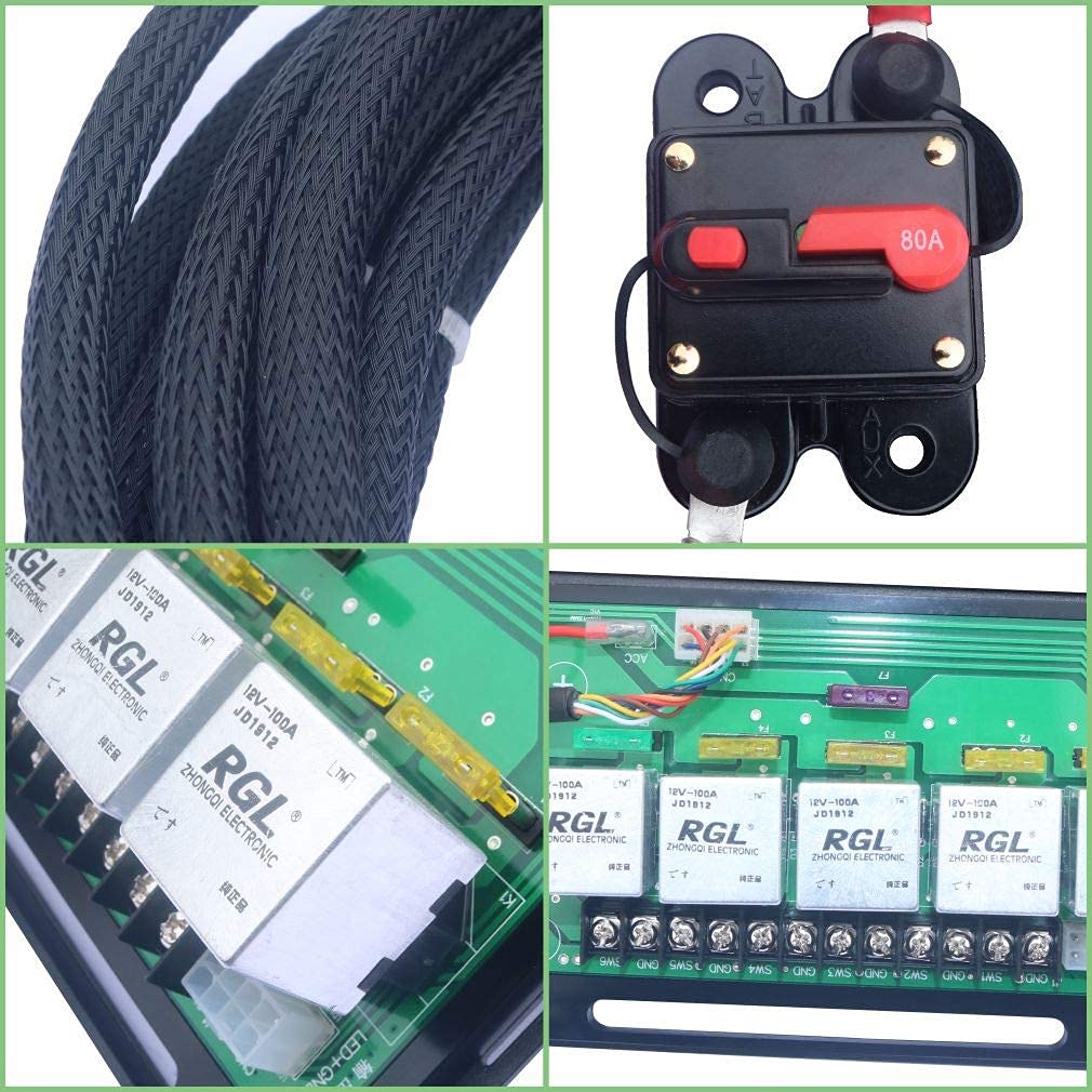 6 Gang Rocker Switch Panel with Blue Backlight Control Pod and Relay Box C1557