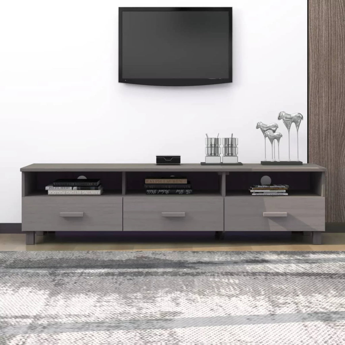 Gray Solid Wood Pine TV Stand V82211