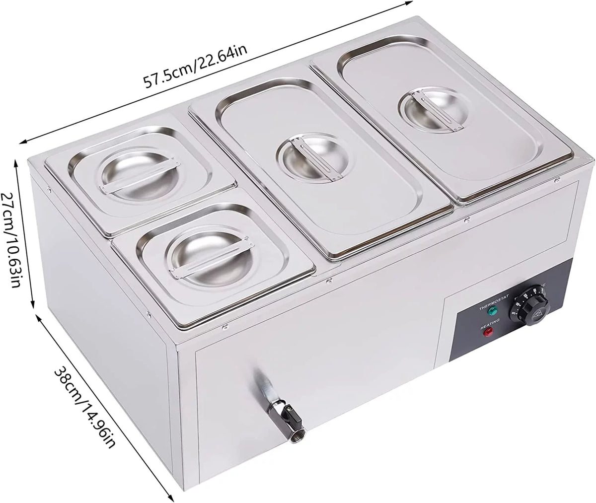 850W Stainless Steel 4-Pan Commercial Food Warmer K37996