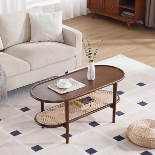 Rattan Wood Mid Century Modern Coffee Table W3848
