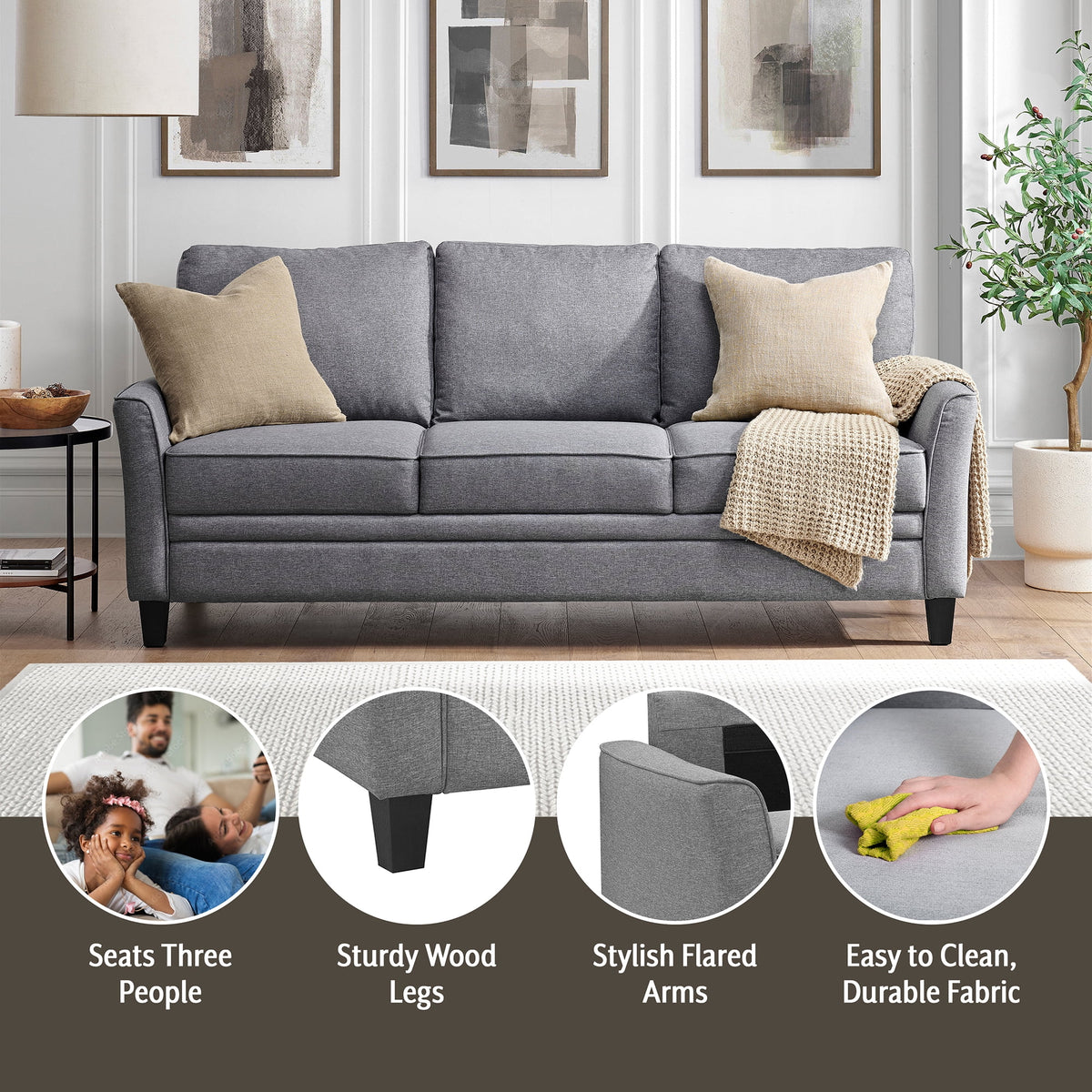 Black 3 Seat Sofa Q77847