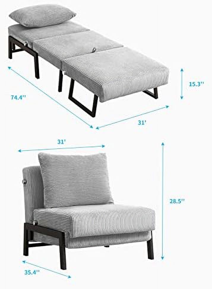 Light Grey Velvet Convertible Futon Sofa Bed M9373