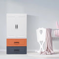 3-Layer 2 Drawer White Plastic Dresser with Wheels D111932