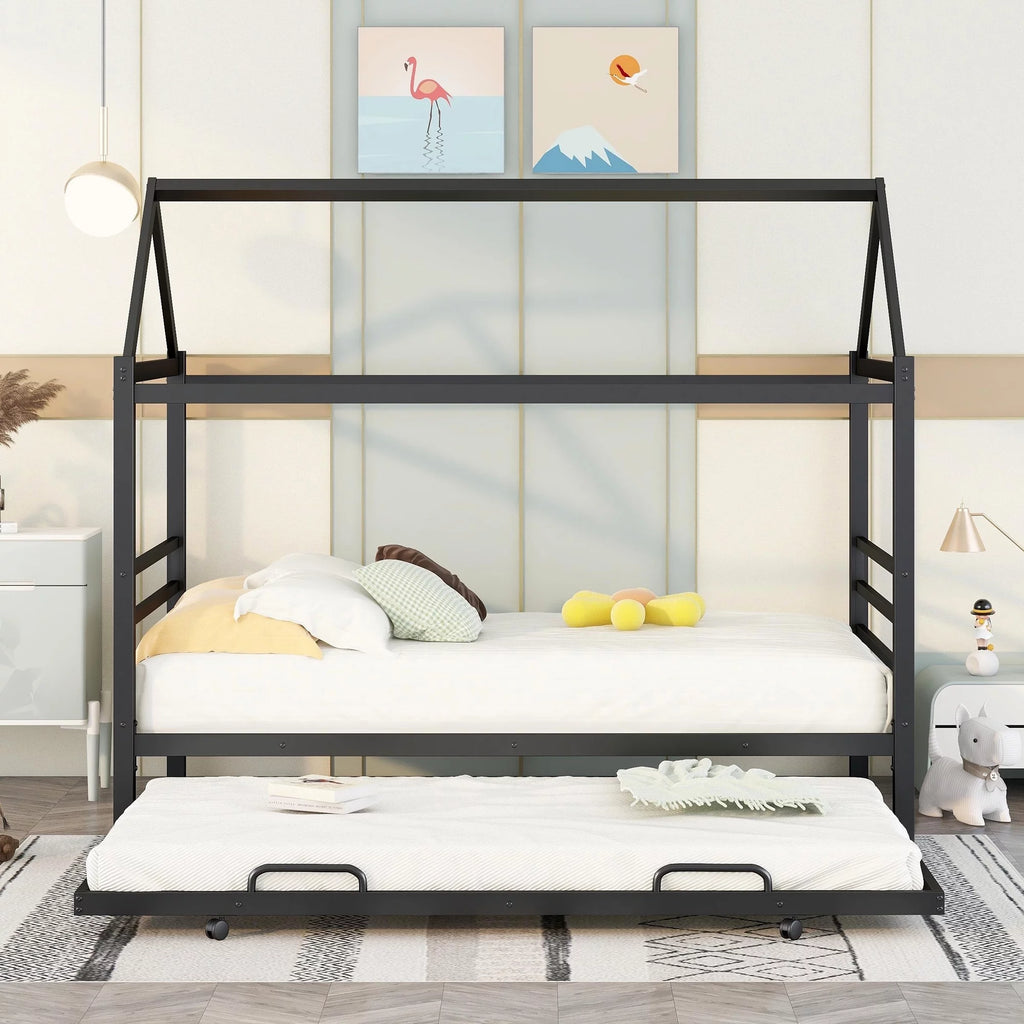 Twin Metal Platform Bed with Trundle C534003