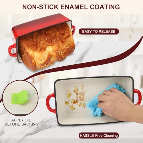 9x5 Inch Enameled Cast Iron Loaf Pan with Lid Q30591