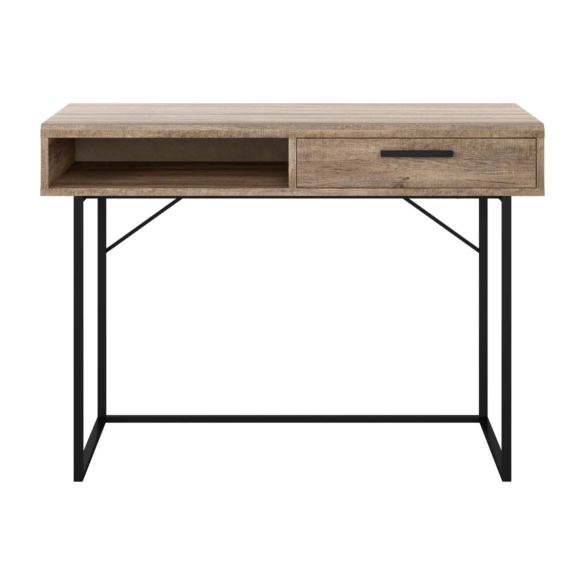 Brown Engineered Wood Grain Finish Desk with Drawer & Cubby Z1764