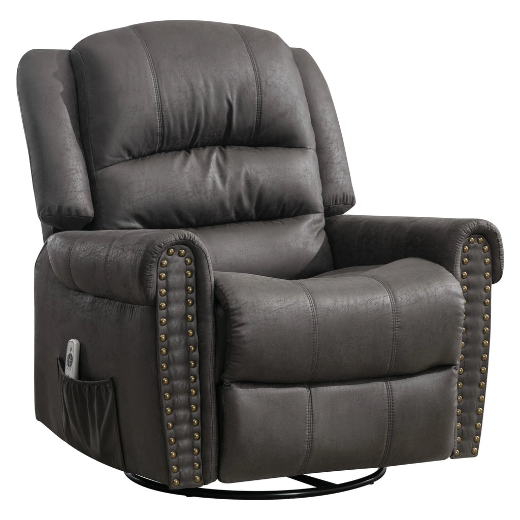 Gray PU Leather Swivel Recliner Chair with Massage and Heat Y7770