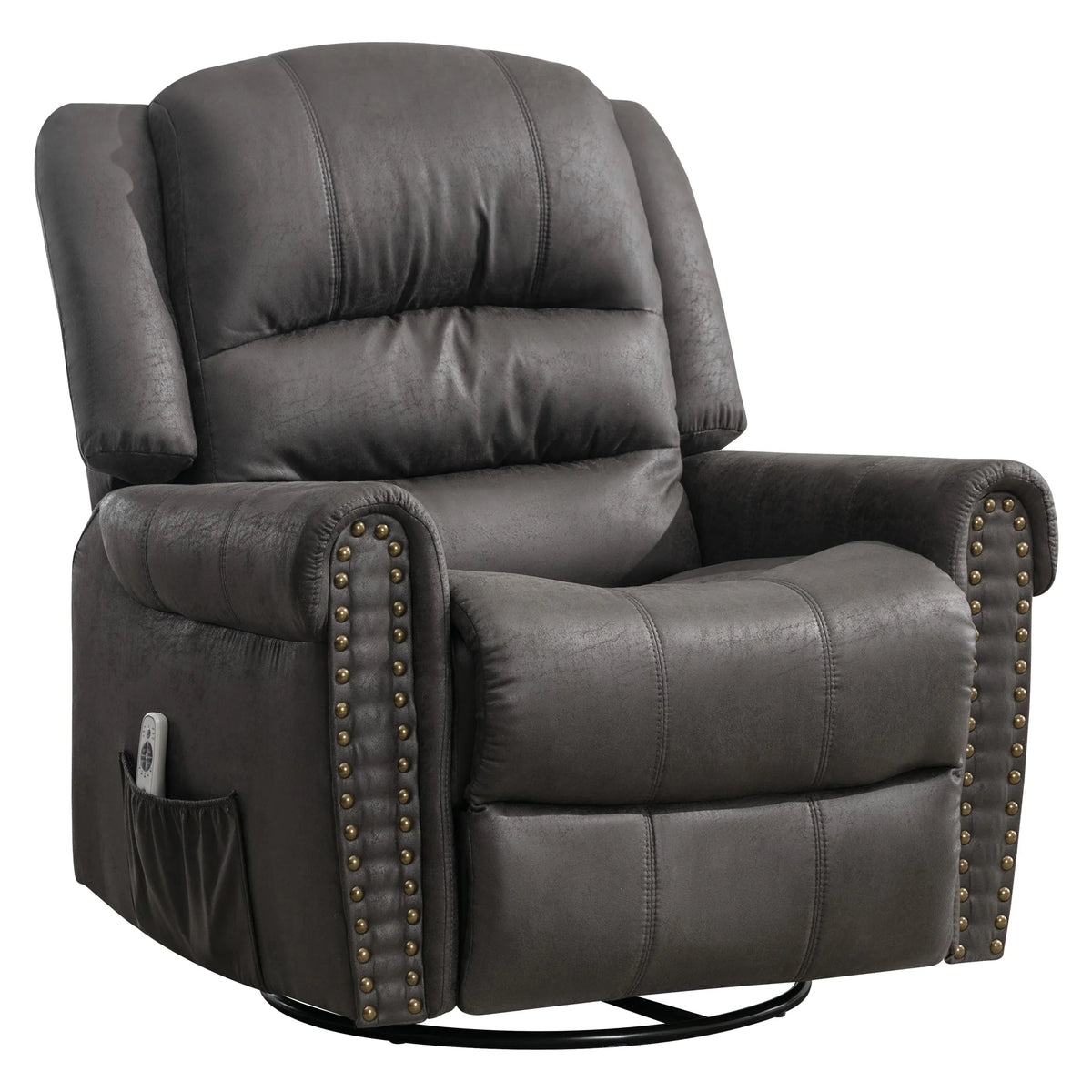 Gray PU Leather Swivel Recliner Chair with Massage and Heat Y7770