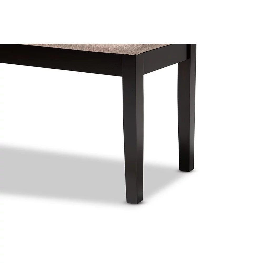 Sand Fabric Upholstered Wood Dining Bench D395896