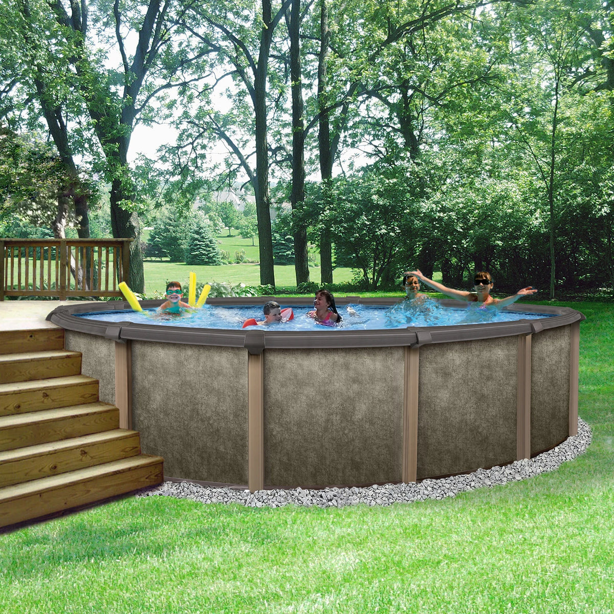 24-ft Round 54-in Deep Metal Wall Swimming Pool A900425