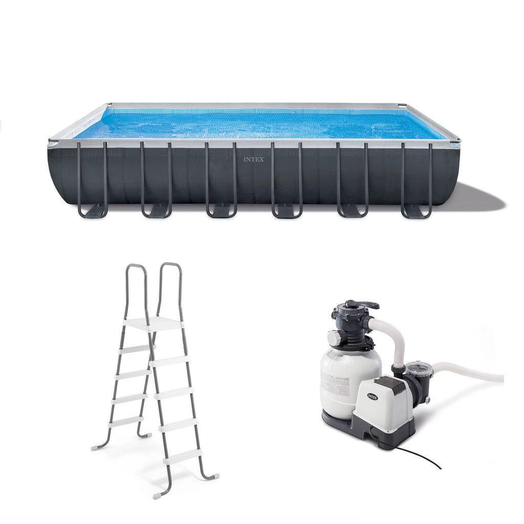 24' x 12' x 52 Rectangular Frame Swimming Pool Set with Pump A985805