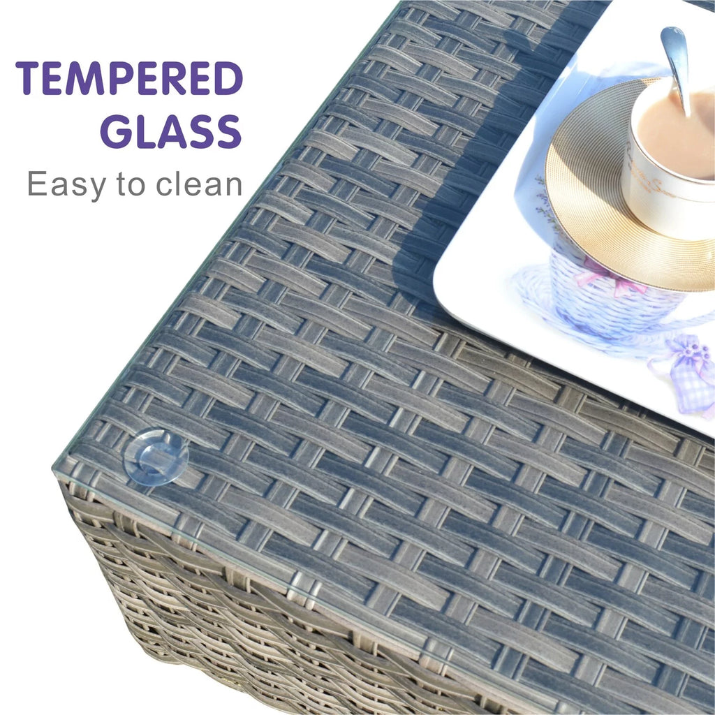 Outdoor Wicker Coffee Table with Glass Top B949469