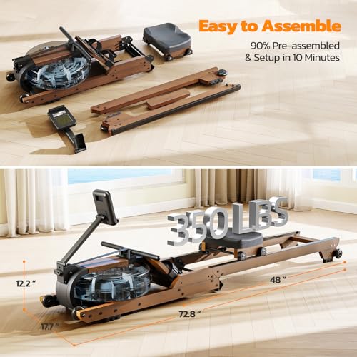 Foldable Water Rowing Machine 350 LBS with LCD Monitor C855