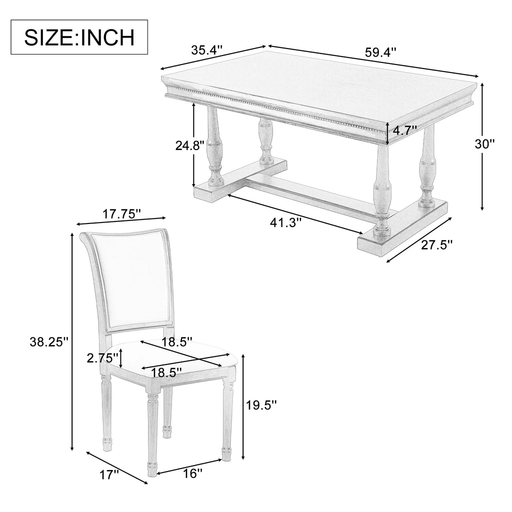 Black 6 Piece Upholstered Dining Table Set T872