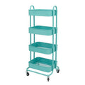 Blue 4-Tier Metal Mesh Rolling Utility Cart R6854