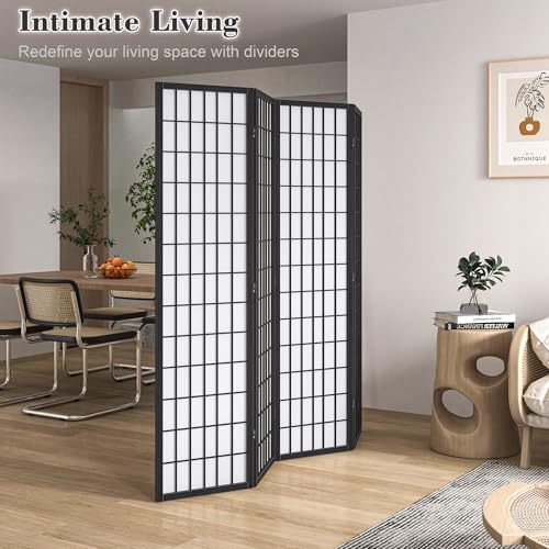 4 Panel Black Folding Room Divider C371197