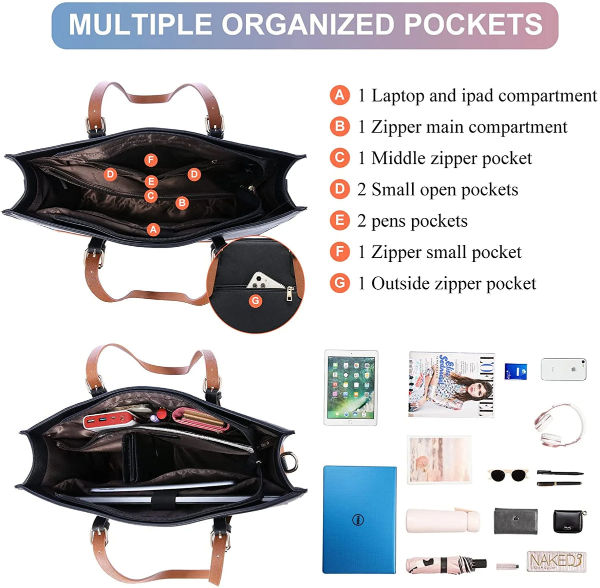 Leather Waterproof Laptop Tote Bag for 15.6 inch Computer D211807