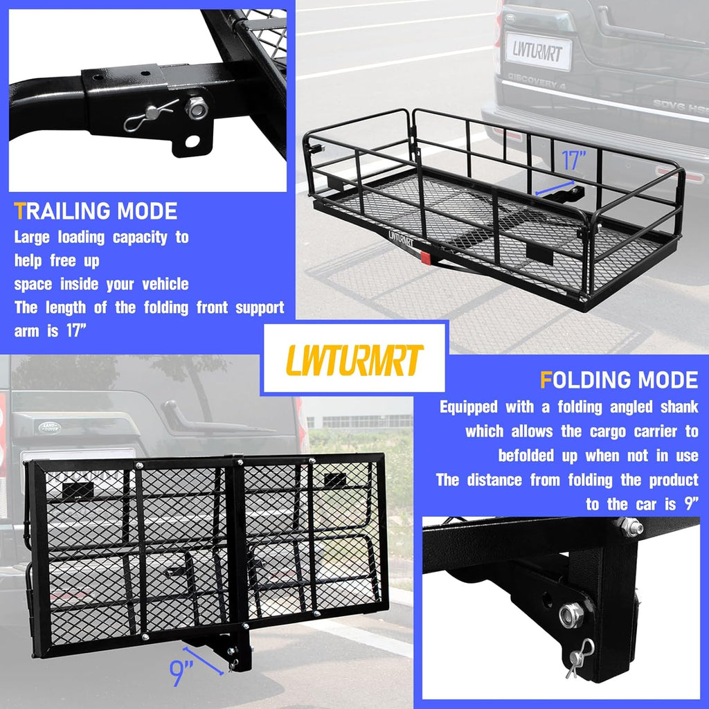 Folding Vehicle Cargo Basket 60" x 24" x 14" for 2" Receiver Y1581