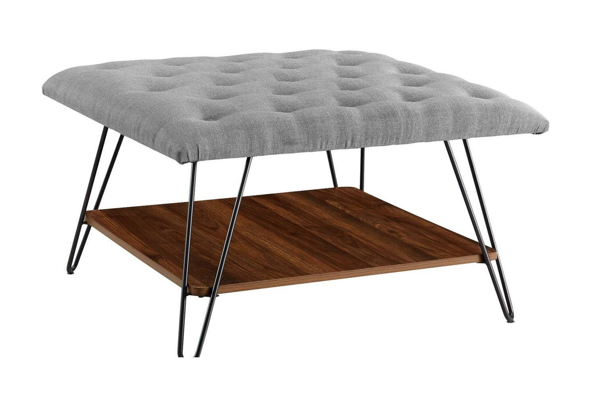 Grey Tufted Ottoman X93738