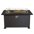 Brown Wicker Propane Gas Fire Pit Table R3493