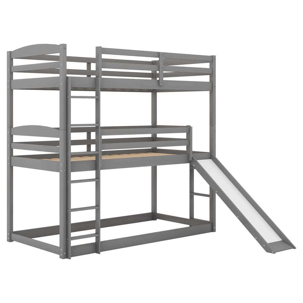 Gray Wood Triple Bunk Bed A600902