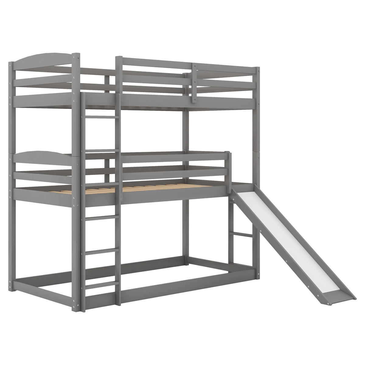 Gray Wood Triple Bunk Bed A600902