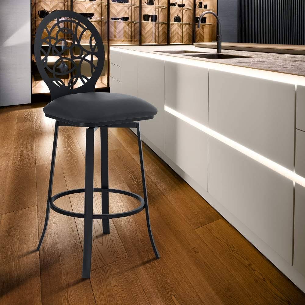 Grey Faux Leather Bar Height Barstool K971