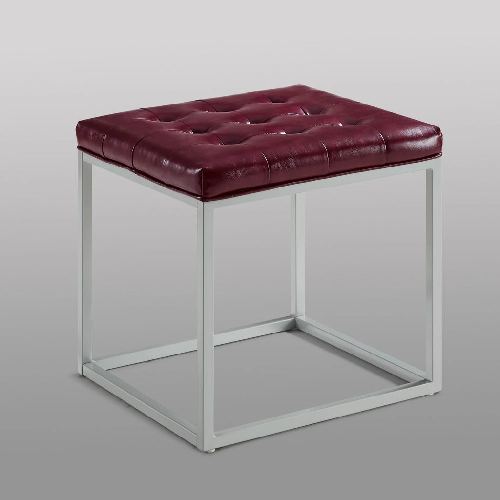Purple Faux Leather Gray Cube Ottoman Q3367