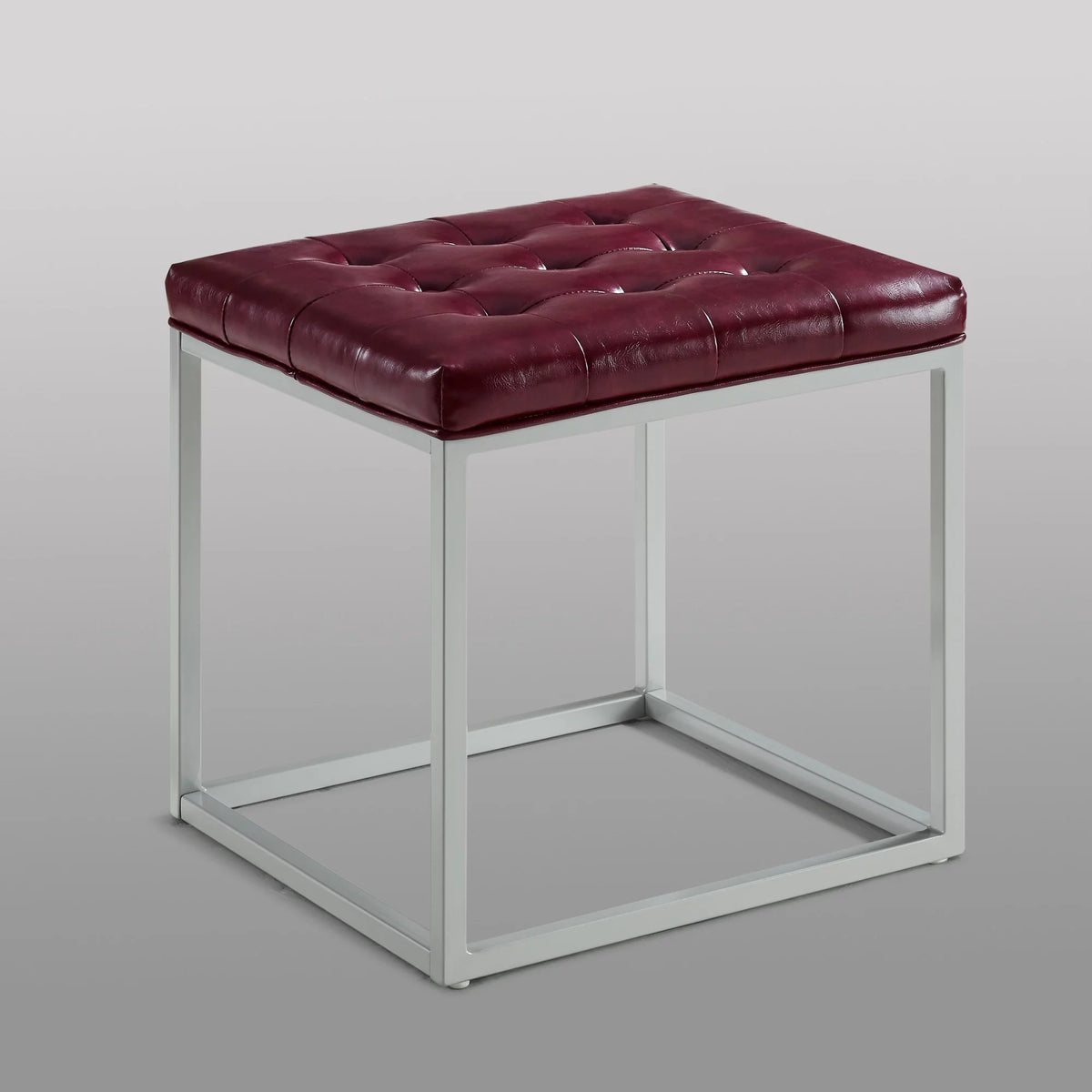 Purple Faux Leather Gray Cube Ottoman Q3367
