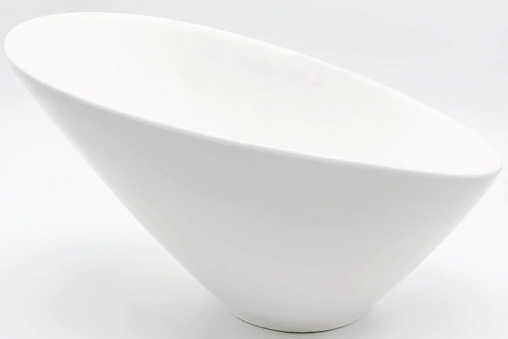 Set of 2 White Porcelain Angled Serving Bowls V39266