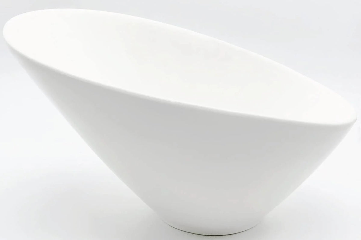 Set of 2 White Porcelain Angled Serving Bowls V39266