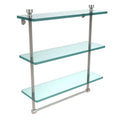 Polished Nickel Triple Tiered Glass Shelf with Towel Bar V99719